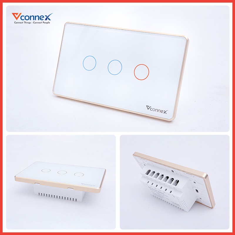 Công tắc cảm ứng thông minh wifi VCONNEX công suất cao 800 2500 W điều khiển bật tắt thiết bị từ xa qua điện thoại