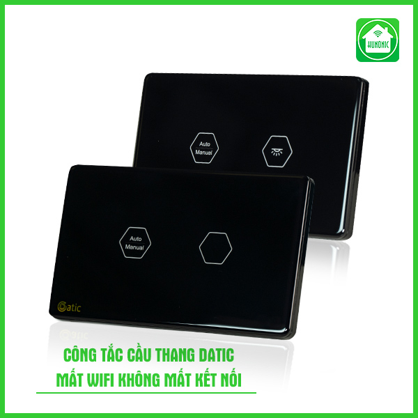 Công tắc cầu thang thông minh wifi HUNONIC DATIC bật tắt đèn liên kết cảm biến chuyển động công tắc cơ điều khiển từ xa qua điện thoại