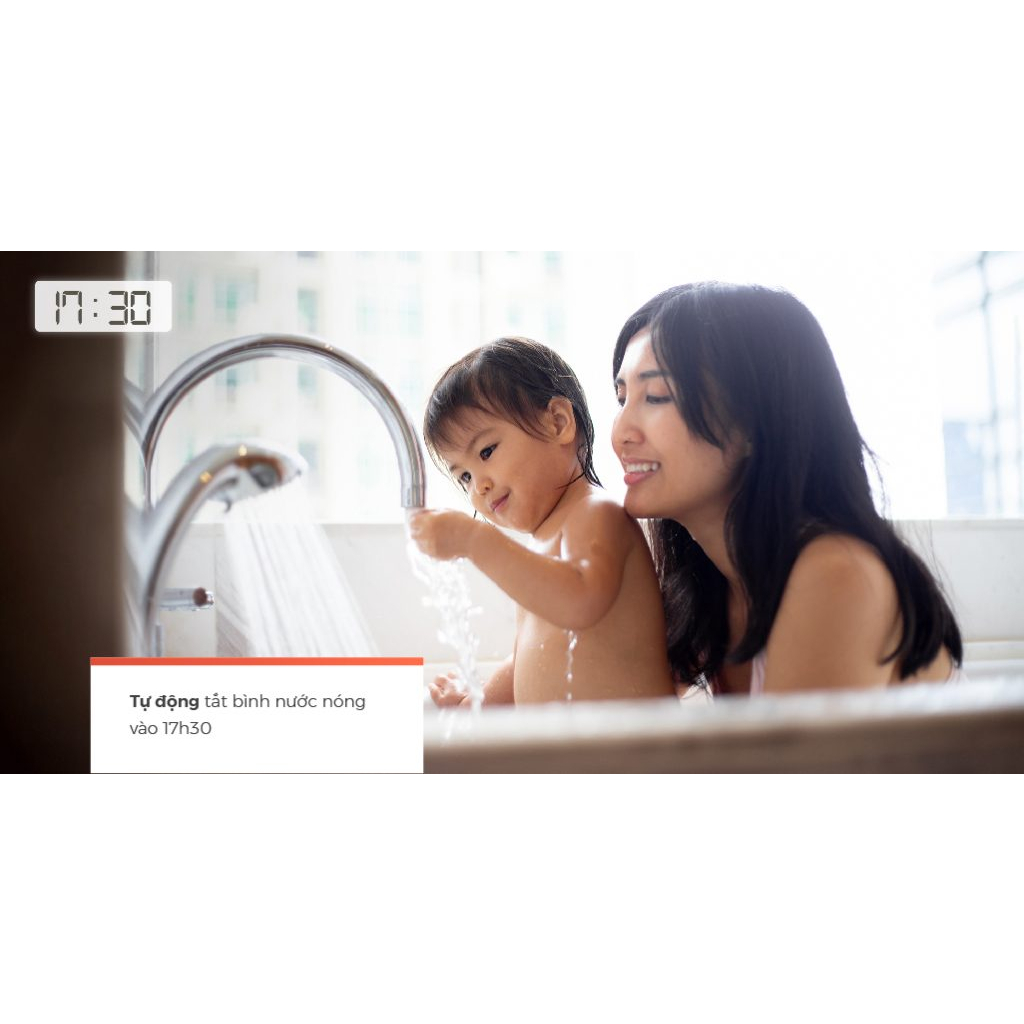 Công tắc chống giật bình nóng lạnh VCONNEX kết nối wifi thông minh cảnh báo điều khiển hẹn giờ bật tắt từ xa qua điện thoại