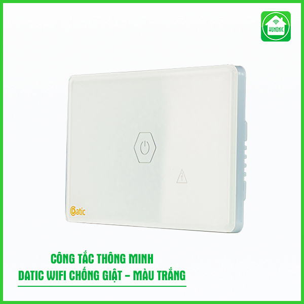 Công tắc chống giật thông minh wifi HUNONIC DATIC bật tắt thiết bị tự ngắt mạch an toàn cảnh báo rò rỉ hở điện từ xa qua điện thoại