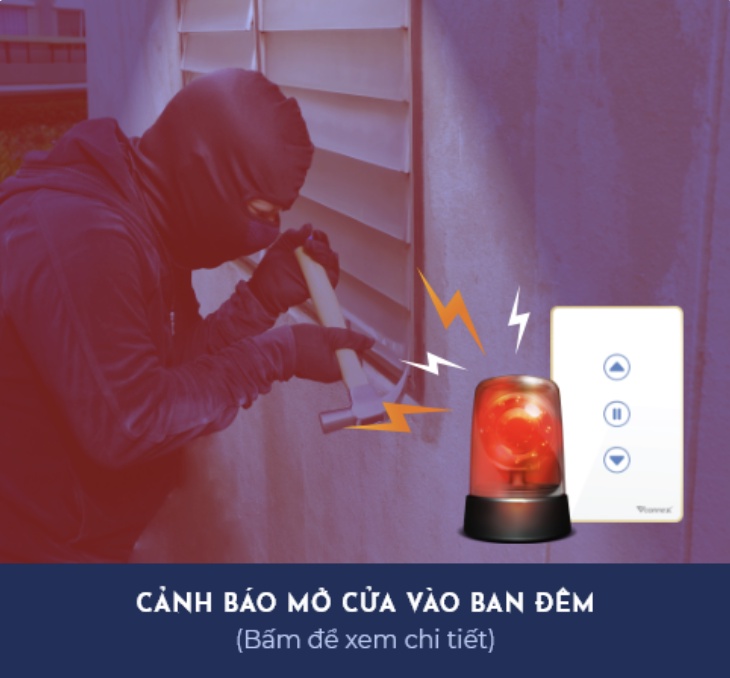Công tắc cửa cuốn thông minh VCONNEX wifi điều khiển đóng mở cửa cuốn từ xa qua điện thoại
