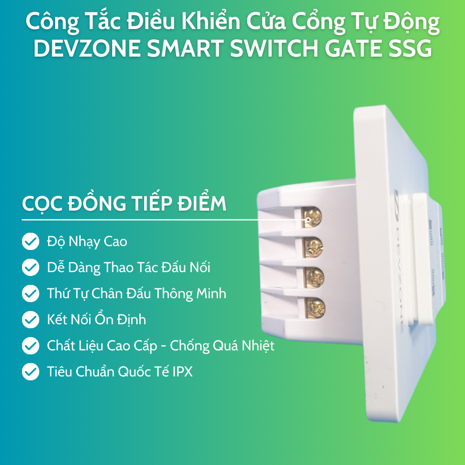 Công Tắc Điều Khiển Đóng Mở Cửa Cổng Tự Động Bằng Điện Thoại DEVZONE SMART SWITCH GATE SSG 4 in 1 Nút Bấm Cơ Gắn Tường Wifi Bluetooth Remote