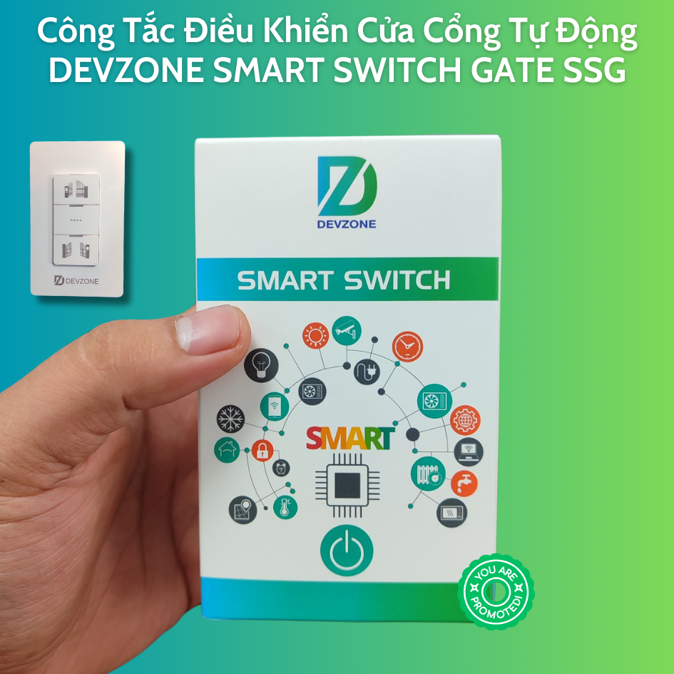 Công Tắc Điều Khiển Đóng Mở Cửa Cổng Tự Động Bằng Điện Thoại DEVZONE SMART SWITCH GATE SSG 4 in 1 Nút Bấm Cơ Gắn Tường Wifi Bluetooth Remote