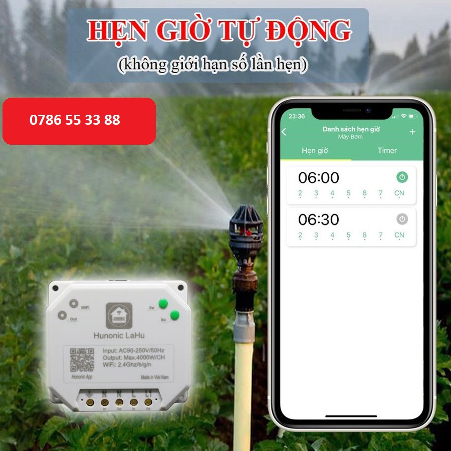 Công tắc thông minh điều khiển bật tắt thiết bị từ xa qua điện thoại HUNONIC LAHU 4000w chính hãng