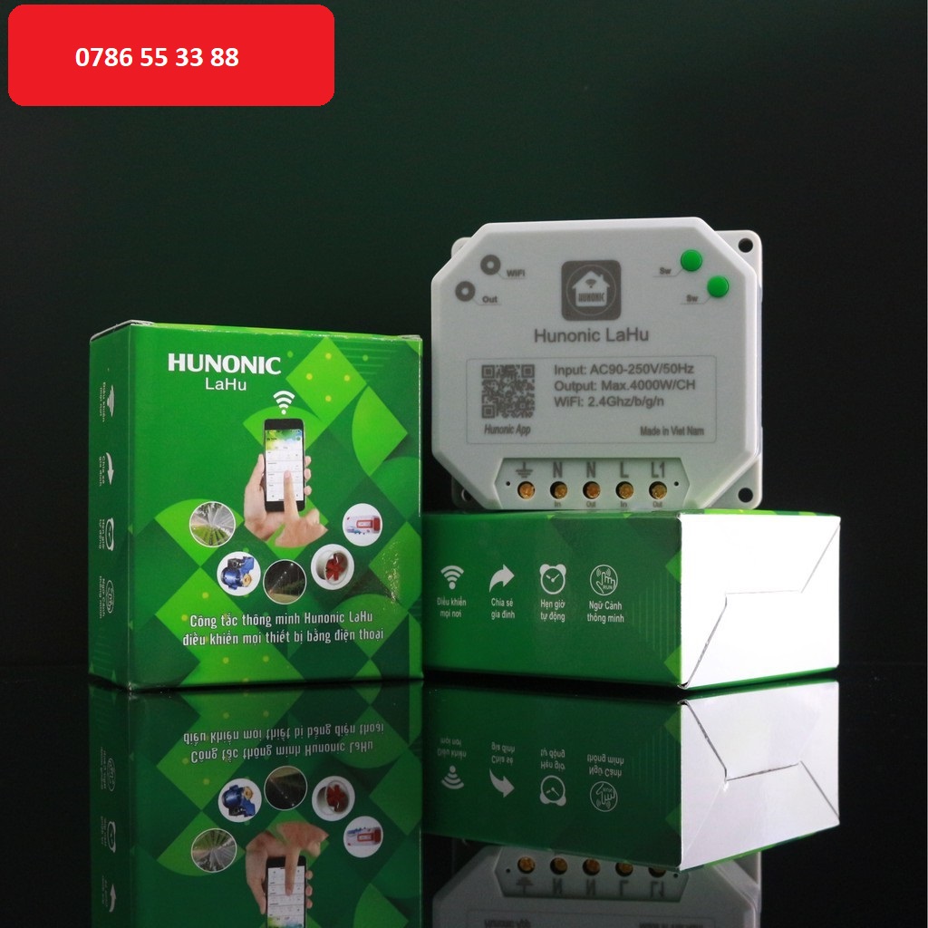 Công tắc thông minh điều khiển bật tắt thiết bị từ xa qua điện thoại HUNONIC LAHU 4000w chính hãng