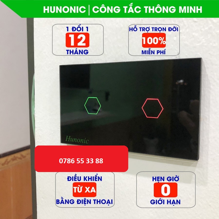 Công tắc thông minh điều khiển bật tắt thiết bị từ xa qua điện thoại HUNONIC LAHU IR Việt Nam Chính Hãng