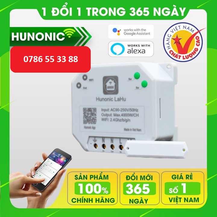 Công tắc thông minh điều khiển bật tắt thiết bị từ xa qua điện thoại HUNONIC LAHU IR Việt Nam Chính Hãng