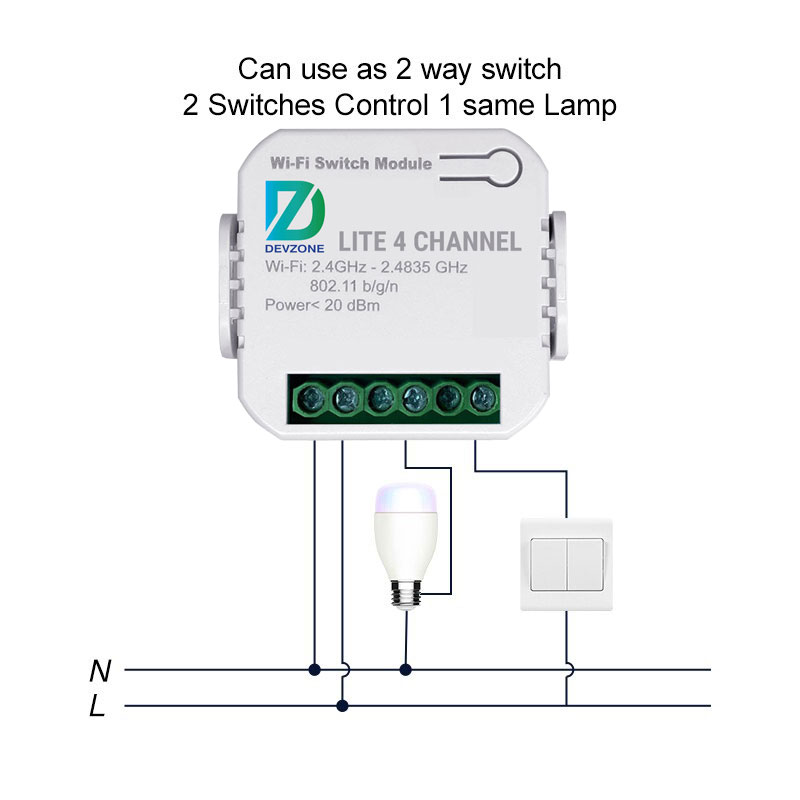 Công tắc thông minh wifi DEVZONE LITE điều khiển bật tắt máy bơm nước thiết bị điện từ xa qua điện thoại