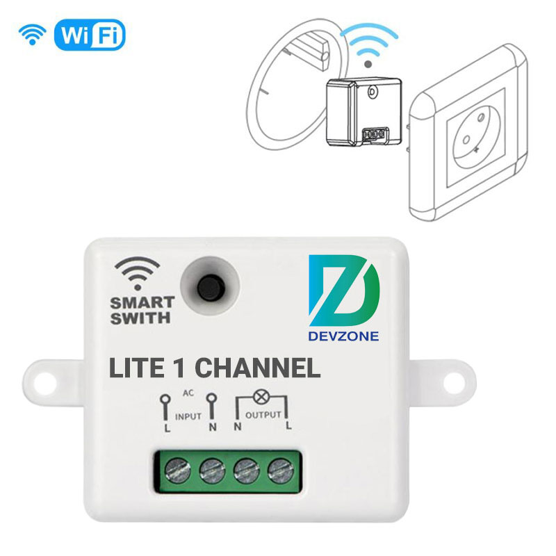 Công tắc thông minh wifi DEVZONE LITE điều khiển bật tắt máy bơm nước thiết bị điện từ xa qua điện thoại