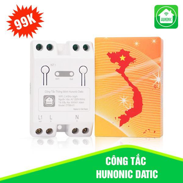 Công tắc thông minh Wifi Hunonic Datic điều khiển tắt bật thiết bị điện từ xa qua điện thoại giọng nói cao cấp