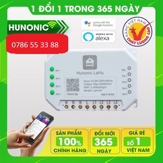 Công tắc thông minh wifi HUNONIC LAHU 1 2 4 kênh điều khiển bật tắt thiết bị từ xa qua điện thoại