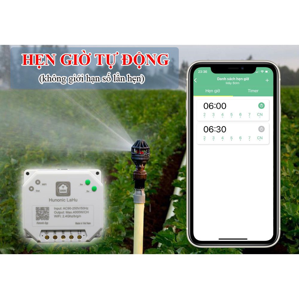Công tắc thông minh wifi HUNONIC LAHU 1 2 4 kênh điều khiển bật tắt thiết bị từ xa qua điện thoại