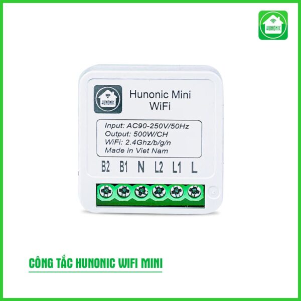 Công tắc thông minh Wifi HUNONIC Mini lắp sau công tắc cơ điều khiển bật tắt thiết bị từ xa qua điện thoại