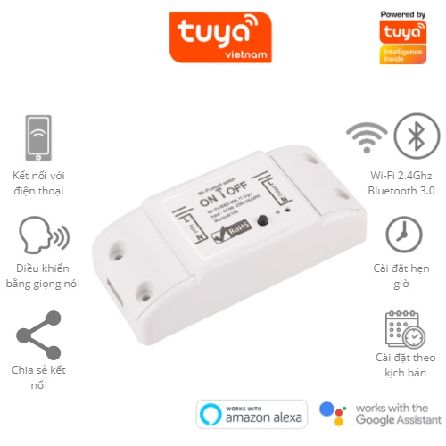 Công Tắc Thông Minh Wifi TUYA Basic theo dõi điều khiển bật tắt thiết bị điện từ xa qua điện thoại