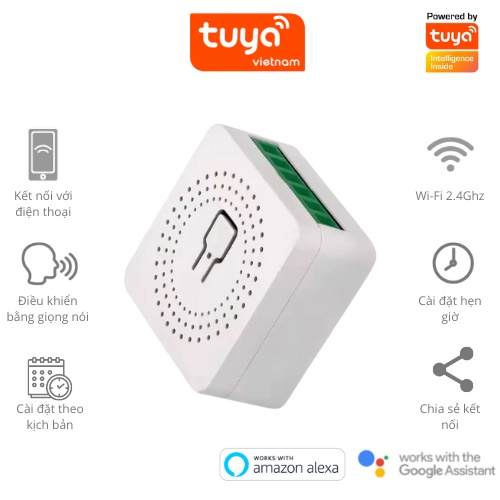 Công tắc thông minh wifi TUYA Module 16 A mini theo dõi bật tắt máy bơm nước thiết bị điện từ xa qua điện thoại