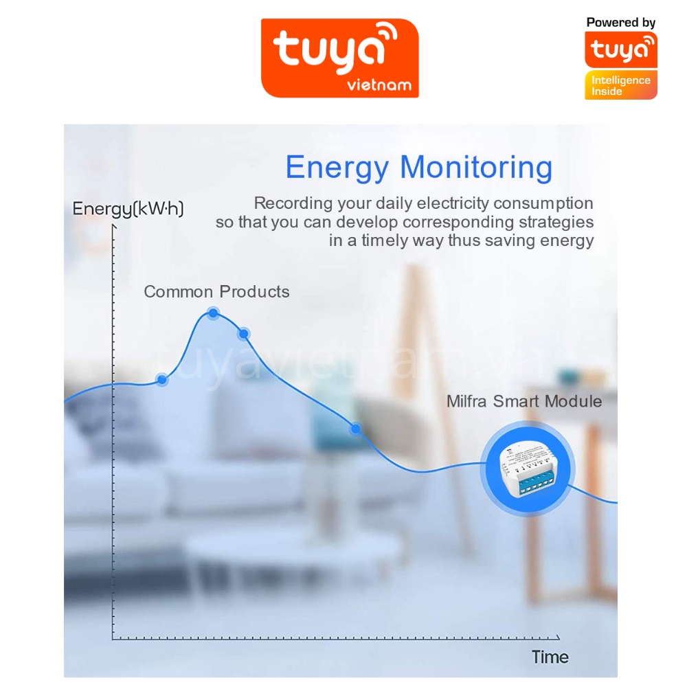 Công tắc thông minh wifi TUYA Module 16 A mini theo dõi bật tắt máy bơm nước thiết bị điện từ xa qua điện thoại