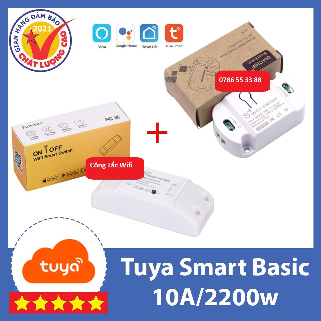 Công Tắc Thông Minh Wifi TUYA Smart Basic thay Sonoff điều khiển bật tắt thiết bị từ xa qua điện thoại