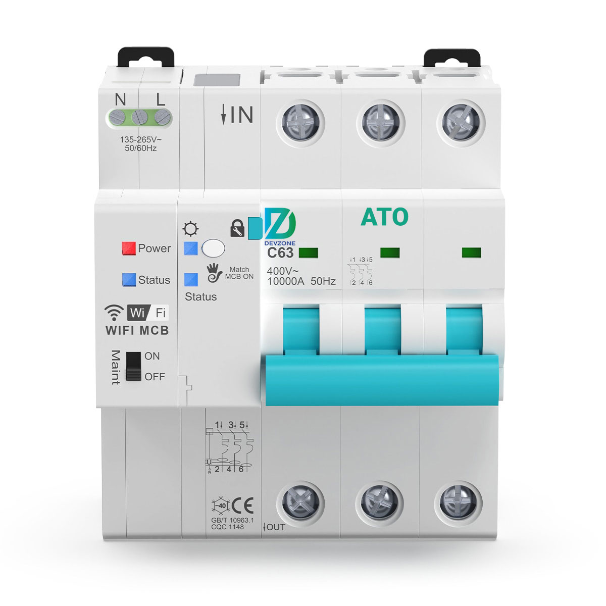 Công tơ điện tử thông minh DEVZONE ATO wifi aptomat giám sát điện năng cài đặt thang tính tiền điện phòng trọ theo dõi bật tắt từ xa qua điện thoại