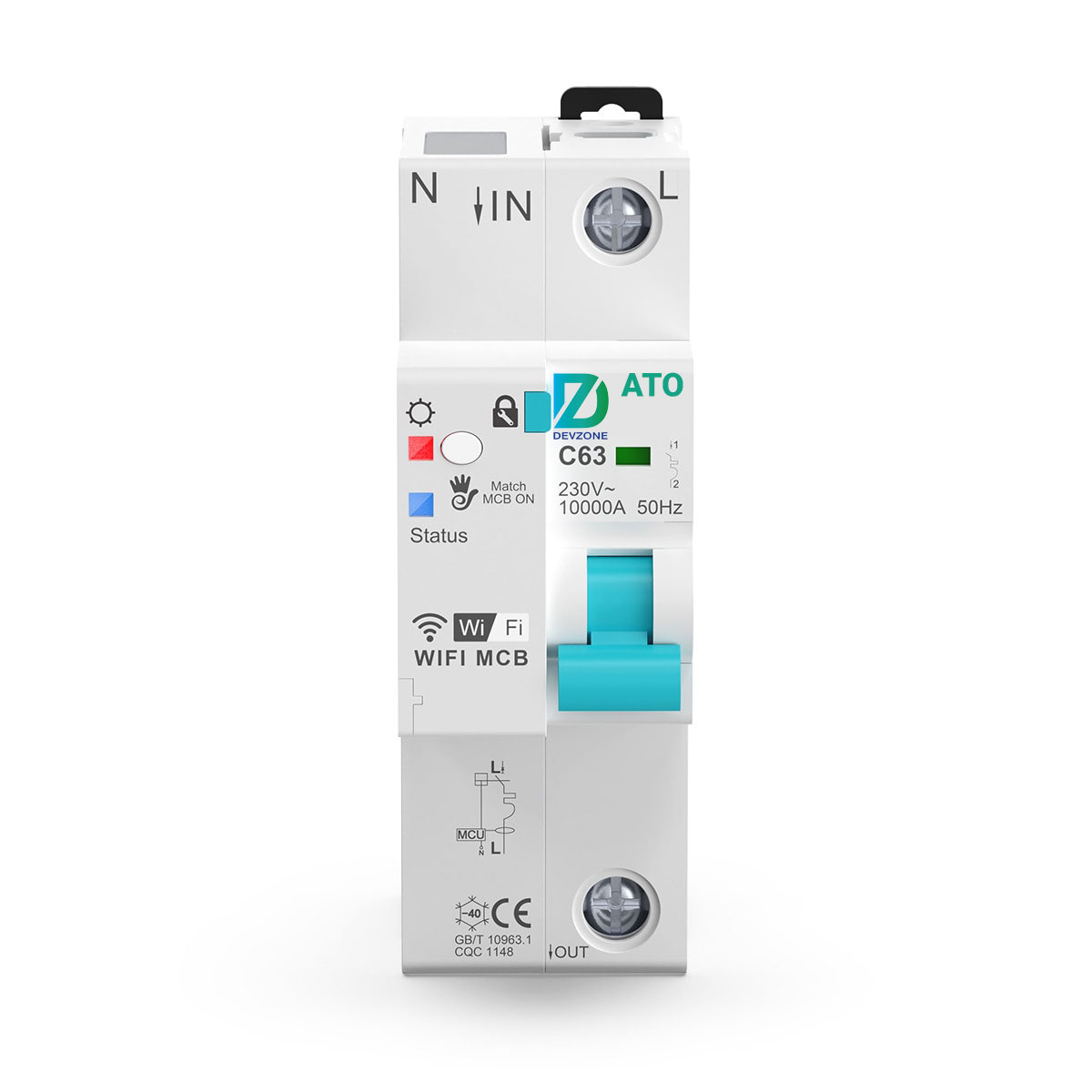 Công tơ điện tử thông minh DEVZONE ATO wifi aptomat giám sát điện năng cài đặt thang tính tiền điện phòng trọ theo dõi bật tắt từ xa qua điện thoại