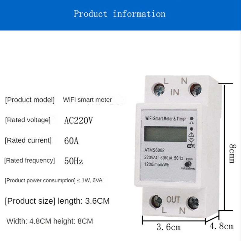 Công Tơ Điện Tử Thông Minh TUYA Wifi ZMAI 90 63A ATMS DIN RAIL đo số điện tiêu thụ cảnh báo bật tắt aptomat từ xa qua điện thoại bản quốc tế
