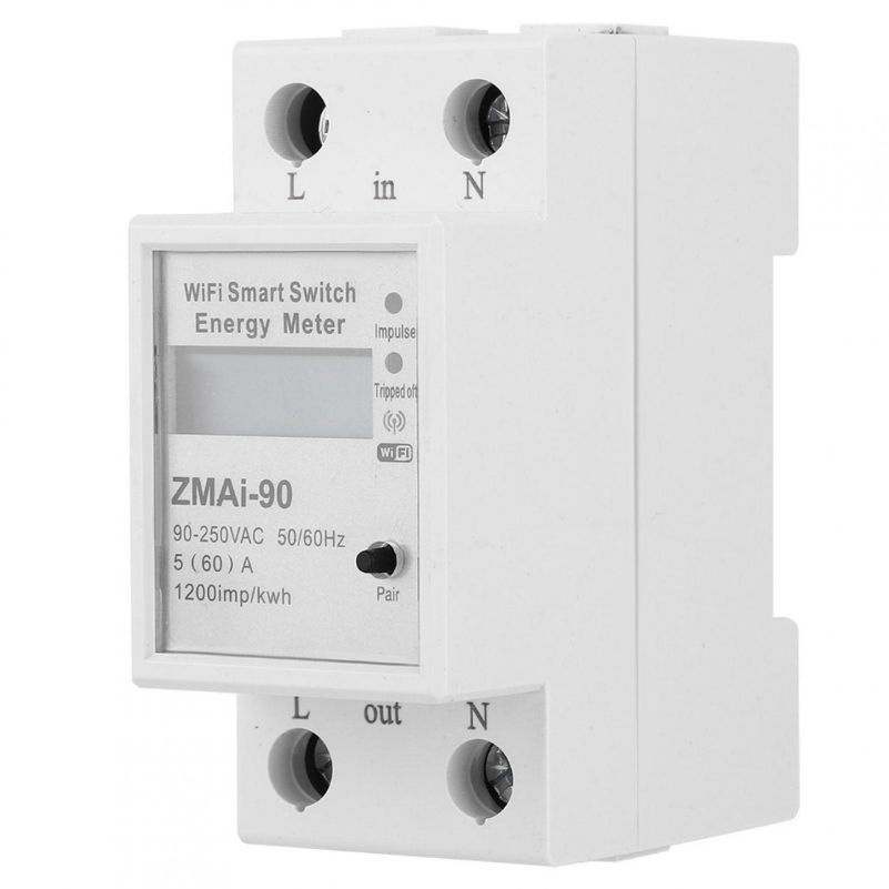 Công Tơ Điện Tử Thông Minh TUYA Wifi ZMAI 90 63A ATMS DIN RAIL đo số điện tiêu thụ cảnh báo bật tắt aptomat từ xa qua điện thoại bản quốc tế