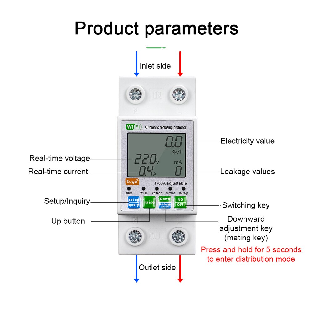 Công Tơ Điện Tử Thông Minh TUYA Wifi ZMAI 90 63A ATMS DIN RAIL đo số điện tiêu thụ cảnh báo bật tắt aptomat từ xa qua điện thoại bản quốc tế
