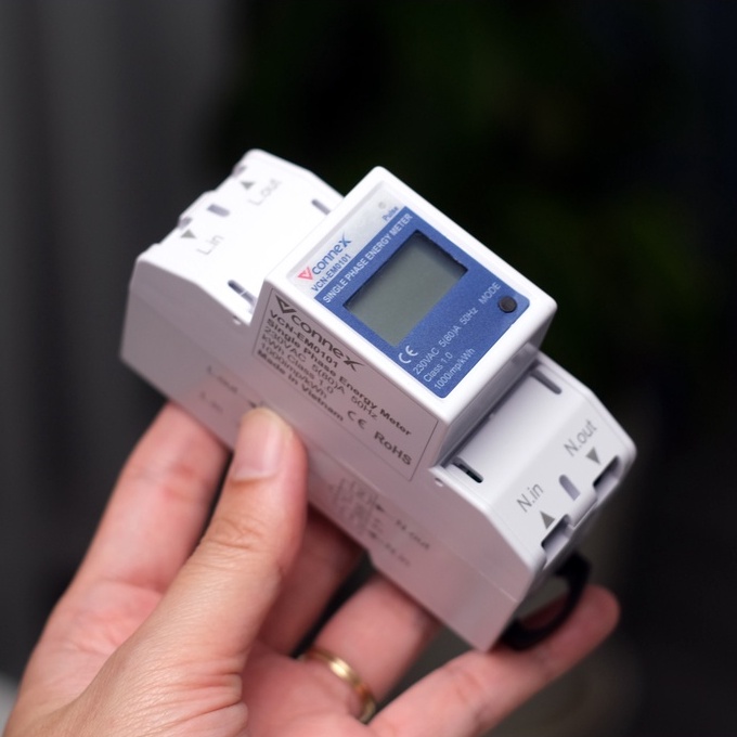 Công tơ điện tử thông minh wifi VCONNEX thiết bị giám sát điện năng tiêu thụ tính toán tiền điện theo dõi số điện từ xa qua điện thoại