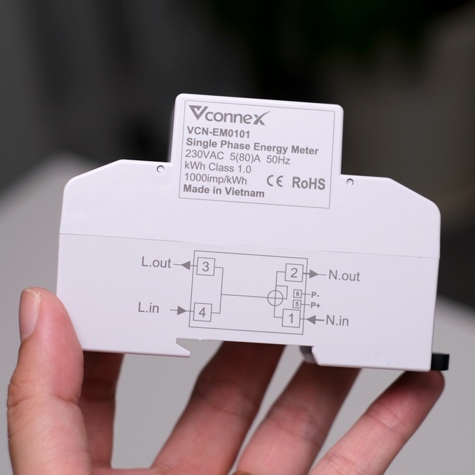 Công tơ điện tử thông minh wifi VCONNEX thiết bị giám sát điện năng tiêu thụ tính toán tiền điện theo dõi số điện từ xa qua điện thoại