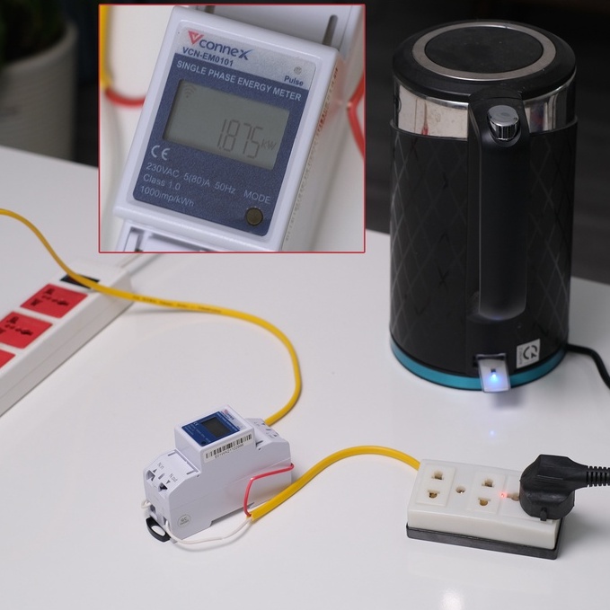 Công tơ điện tử thông minh wifi VCONNEX thiết bị giám sát điện năng tiêu thụ tính toán tiền điện theo dõi số điện từ xa qua điện thoại