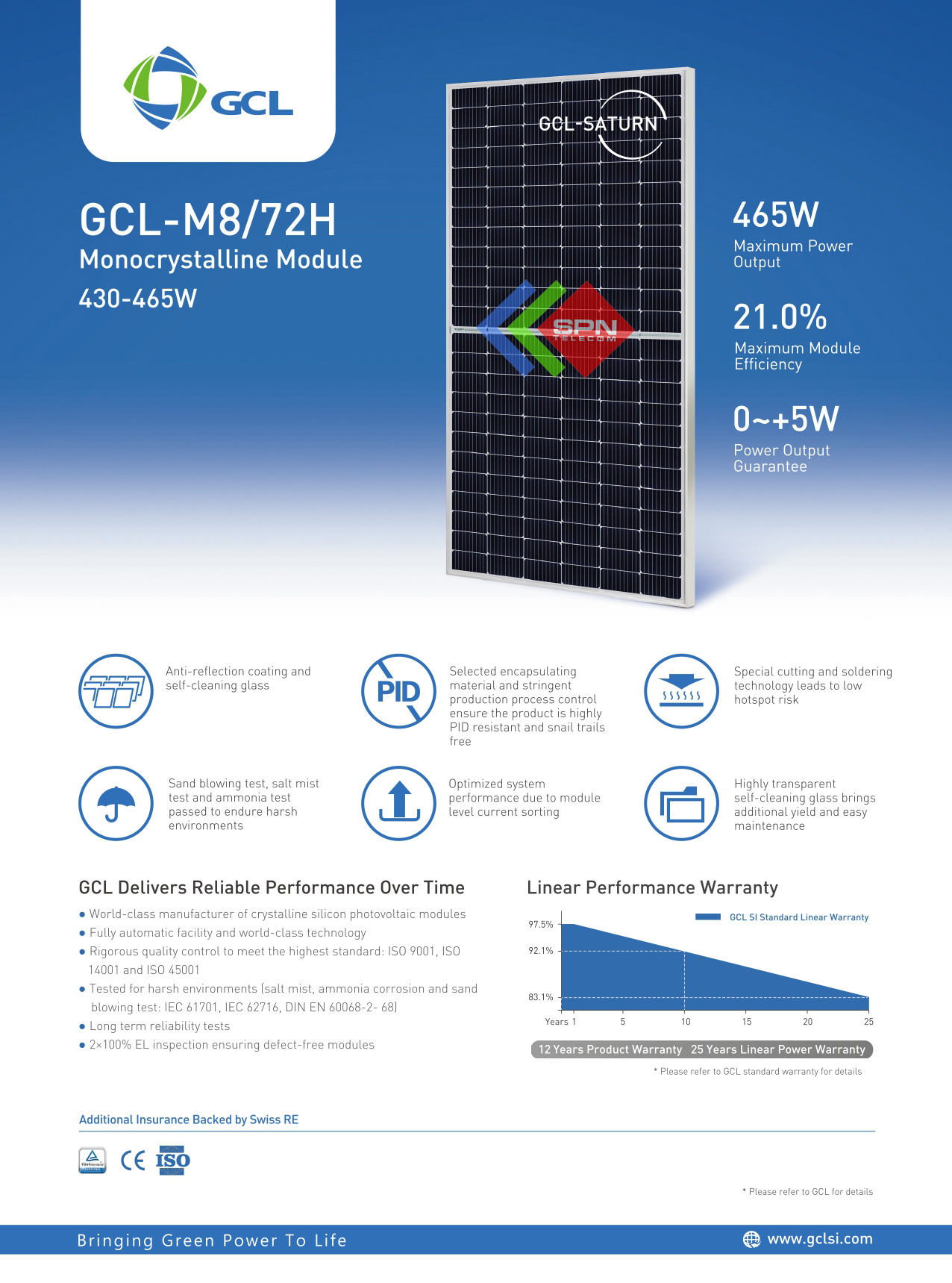 Pin GCL 440W 460W Mono Perc Half-Cell Chính Hãng