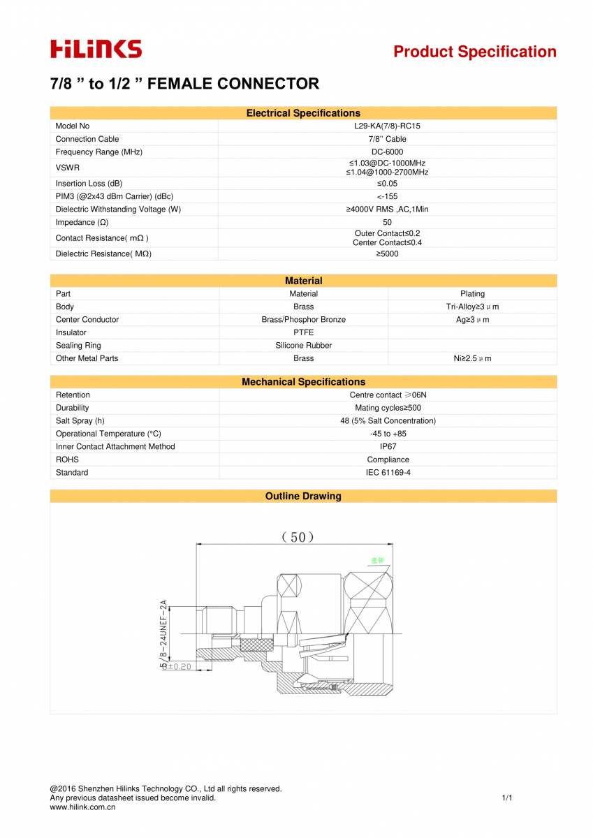 Đầu nối connector cáp feeder kích sóng điện thoại tăng sóng di động chuẩn 4.3/10 7/8 1/2 thẳng vuông N/M Male chính hãng
