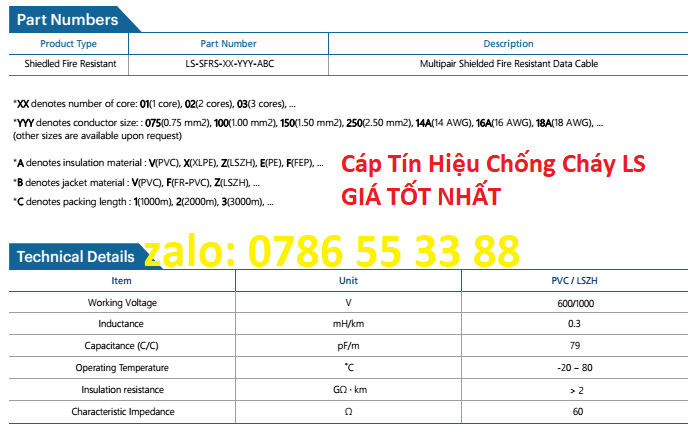 Cáp chống cháy LS giá tốt nhất chính hãng chống nhiễu chuyên dùng truyền tín hiệu báo cháy điều khiển các công trình điện nhẹ thầu thi công xây dựng
