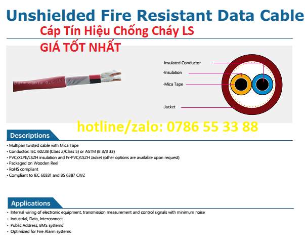 Cáp chống cháy LS giá tốt nhất chính hãng chống nhiễu chuyên dùng truyền tín hiệu báo cháy điều khiển các công trình điện nhẹ thầu thi công xây dựng