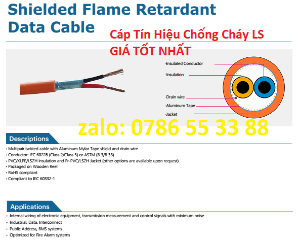 Cáp tín hiệu chống cháy LS giá tốt nhất cho công trình điện nhẹ báo cháy thầu ME chính hãng