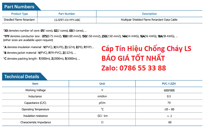 Cáp chống cháy LS giá tốt nhất chính hãng chống nhiễu chuyên dùng truyền tín hiệu báo cháy điều khiển các công trình điện nhẹ thầu thi công xây dựng