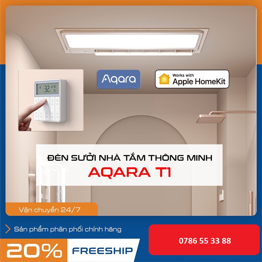 Đèn sưởi nhà tắm thông minh AQARA dùng app Homekit Apple T1 ZNYB01LM điều khiển bằng remote LCD cao cấp