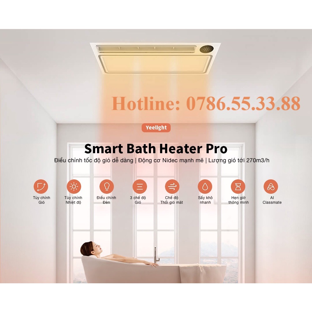 Đèn sưởi nhà tắm Yeelight Smart Bath YLYYB-0010 8 in 1 thông minh điều khiển qua app quốc tế.