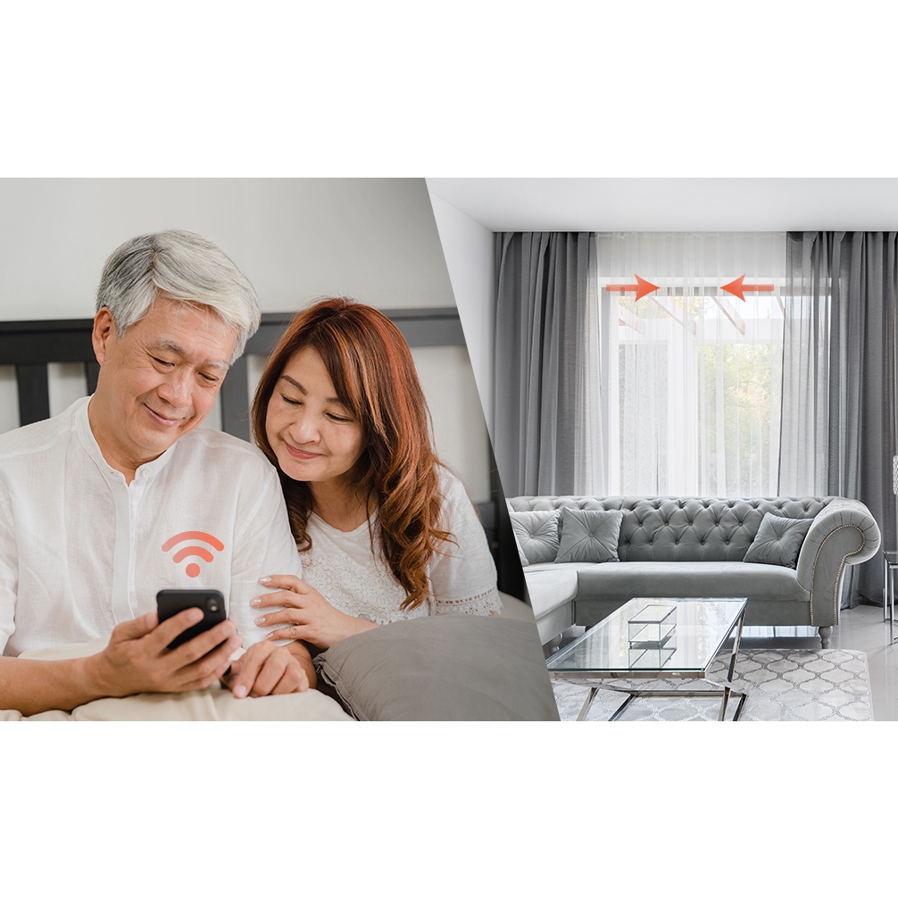 Động cơ rèm thông minh VCONNEX Wifi motor lực kéo 2N 55 kg theo dõi điều khiển đóng mở từ xa trên điện thoại