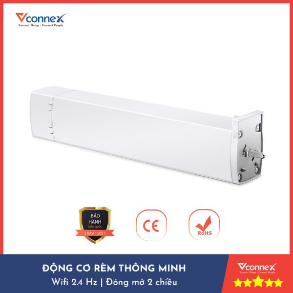 Động cơ rèm thông minh VCONNEX Wifi motor lực kéo 2N 55 kg theo dõi điều khiển đóng mở từ xa trên điện thoại