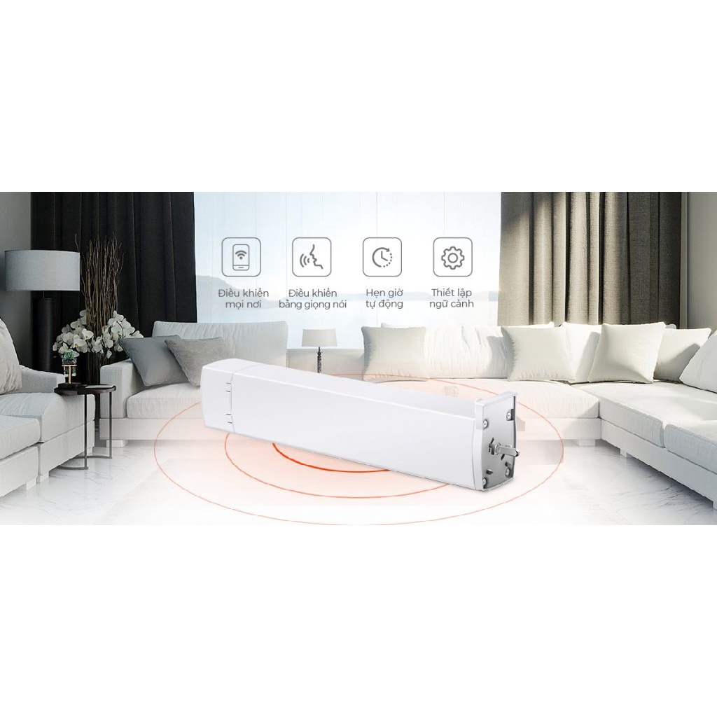 Động cơ rèm thông minh VCONNEX Wifi motor lực kéo 2N 55 kg theo dõi điều khiển đóng mở từ xa trên điện thoại