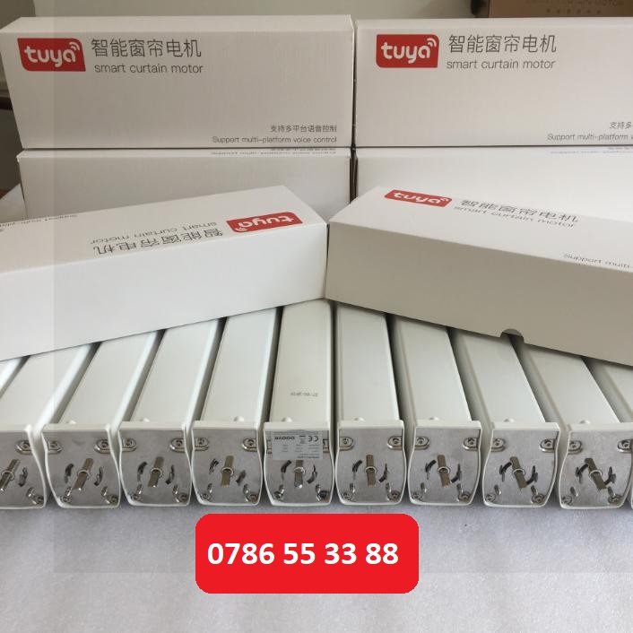 Động cơ rèm Tuya Wifi thông minh lực kéo 2N 55 kg điều khiển đóng mở từ xa trên điện thoại remote ra lệnh giọng nói