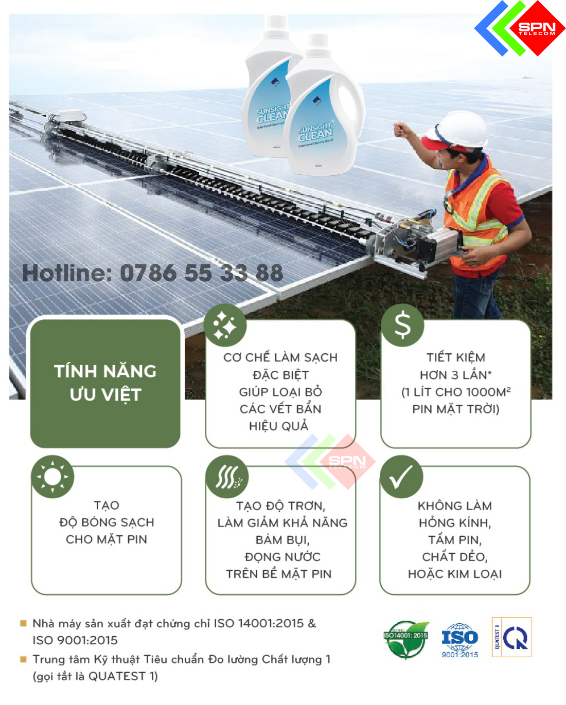 Nước Rửa Pin Năng Lượng Mặt Trời Chuyên Dụng