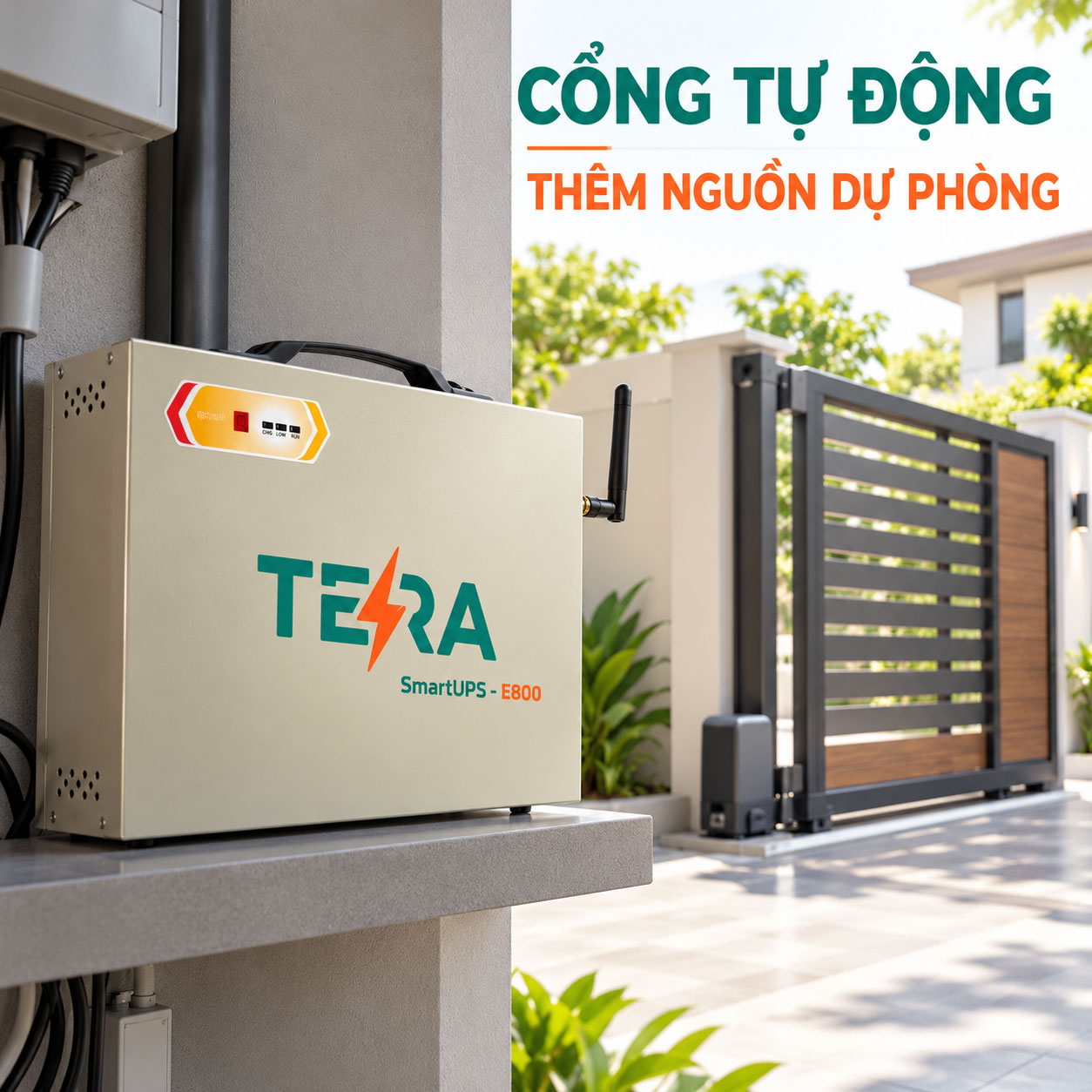Bộ Lưu Điện TERA UPS E800 Cho Cửa Cuốn, Cổng Tự Động, Cổng Điện, Cổng Trượt, Cổng Mở Cánh