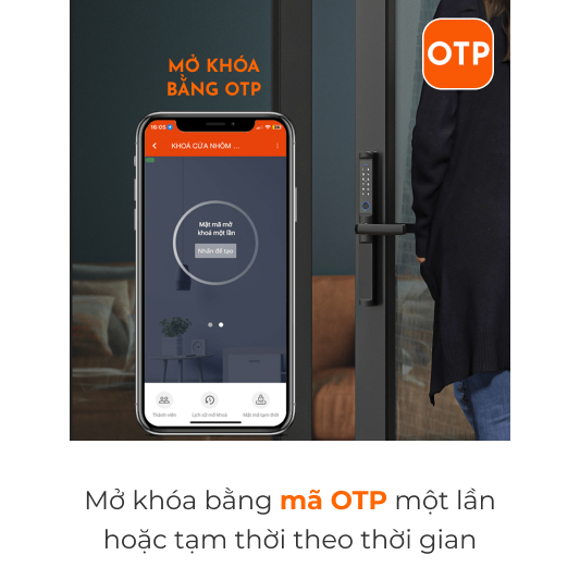 Khóa điện tử vân tay thẻ từ thông minh VCONNEX dành cho cửa nhôm có tiếng Việt điều khiển đóng mở theo dõi cảnh báo từ xa qua điện thoại