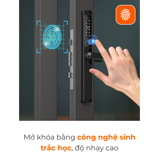 Khóa điện tử vân tay thẻ từ thông minh VCONNEX dành cho cửa nhôm có tiếng Việt điều khiển đóng mở theo dõi cảnh báo từ xa qua điện thoại