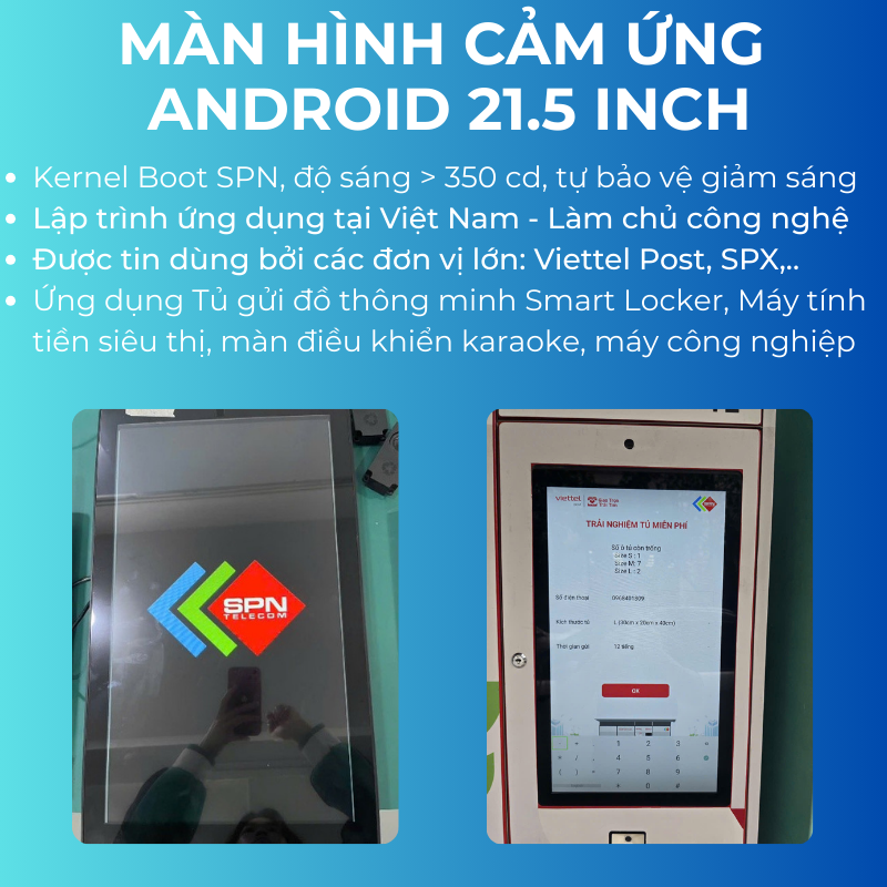 Tấm màn LCD cảm ứng 21.5 inch phụ kiện thay thế màn hình Android tủ gửi đồ thông minh smart locker
