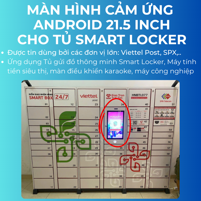 Tấm màn LCD cảm ứng 21.5 inch phụ kiện thay thế màn hình Android tủ gửi đồ thông minh smart locker