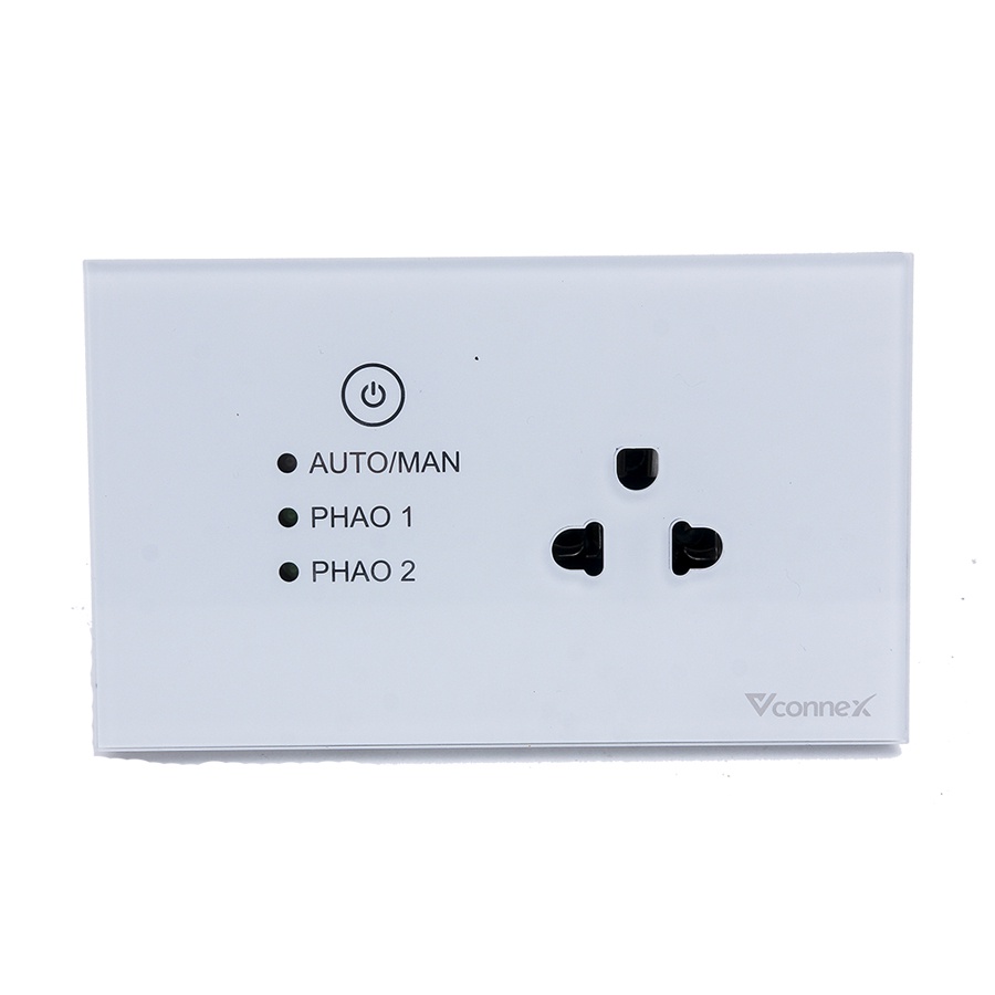 Ổ cắm chống giật cho phao điện thông minh VCONNEX cảnh báo hở điện nút bấm cảm ứng an toàn tự động bật tắt máy bơm đầy bồn nước bể ngầm bể bơi