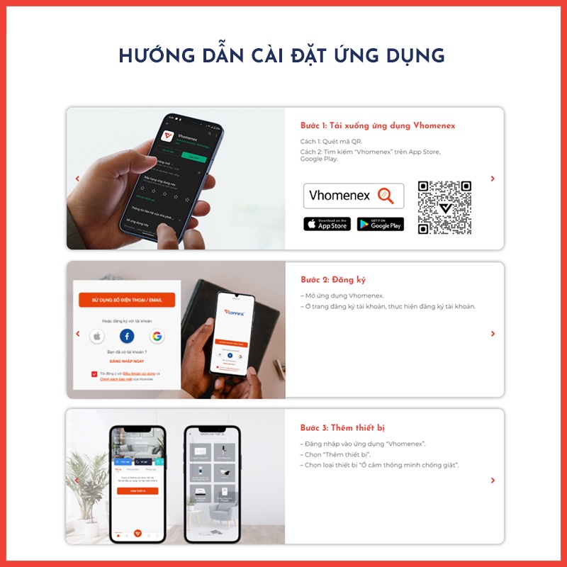 Ổ cắm điện thông minh wifi chống giật Vconnex phát hiện hở điện mất an toàn tự động ngắt cảnh báo bật tắt thiết bị từ xa qua điện thoại