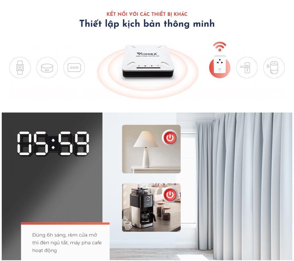 Ổ cắm điện thông minh wifi chống giật Vconnex phát hiện hở điện mất an toàn tự động ngắt cảnh báo bật tắt thiết bị từ xa qua điện thoại